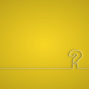 Yellow background with white outlined question mark