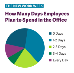 Colorful pie chart with employee survey information